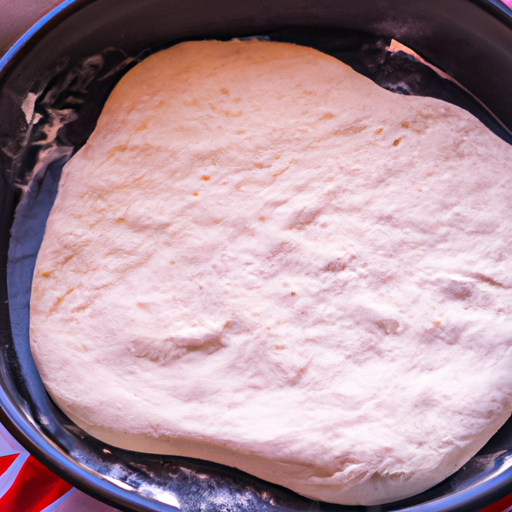 Freshly prepared pizza dough ready to be cooked in a dutch oven.